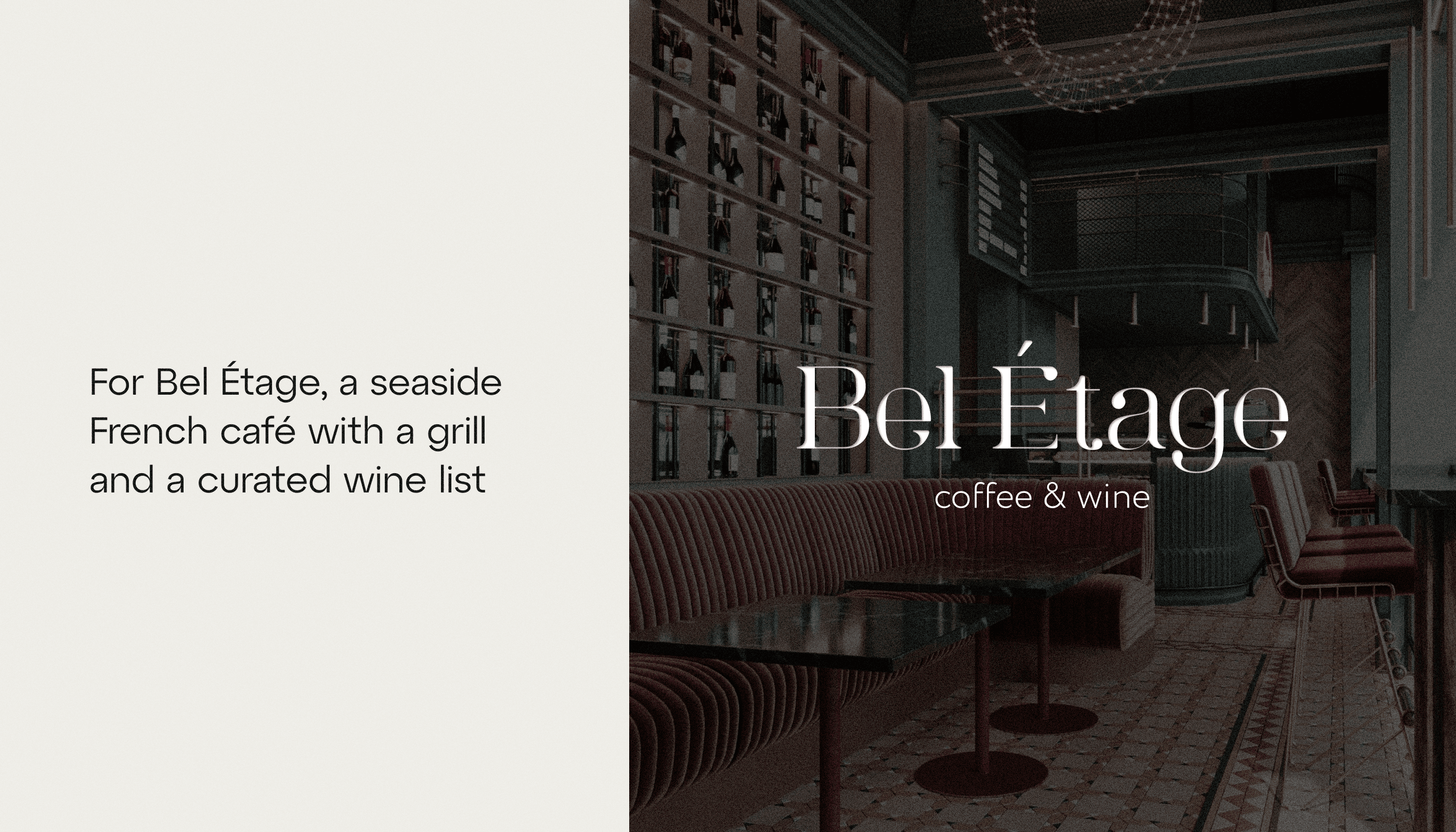 The Bel Étage coffee & wine logo over the café's interior