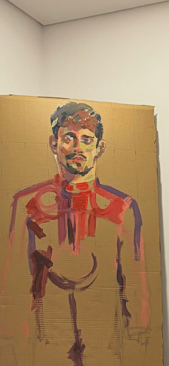 My painting of Charles Leclerc on cardboard