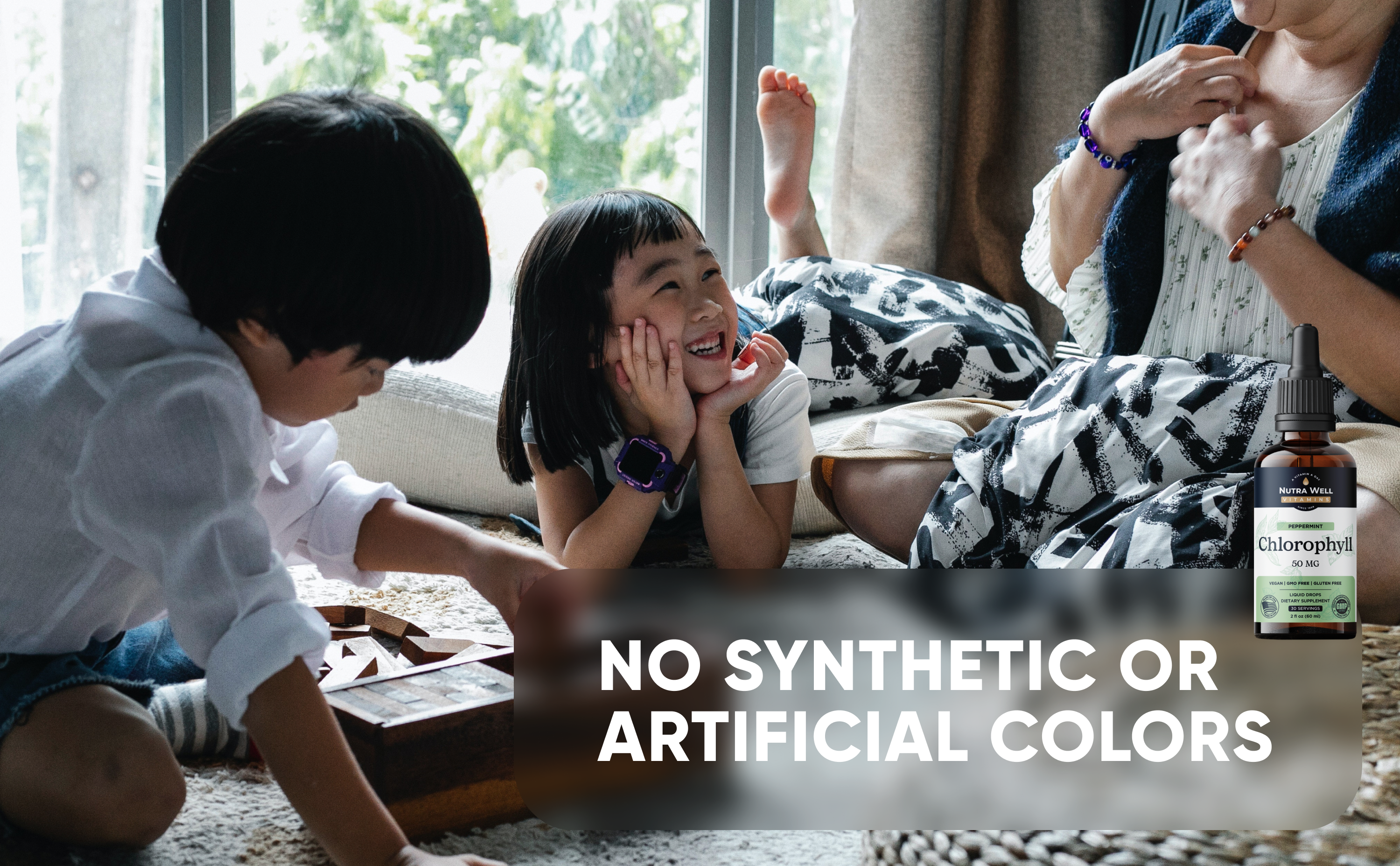 Chlorophyll A+ picture: children playing, no synthetic or artificial colors