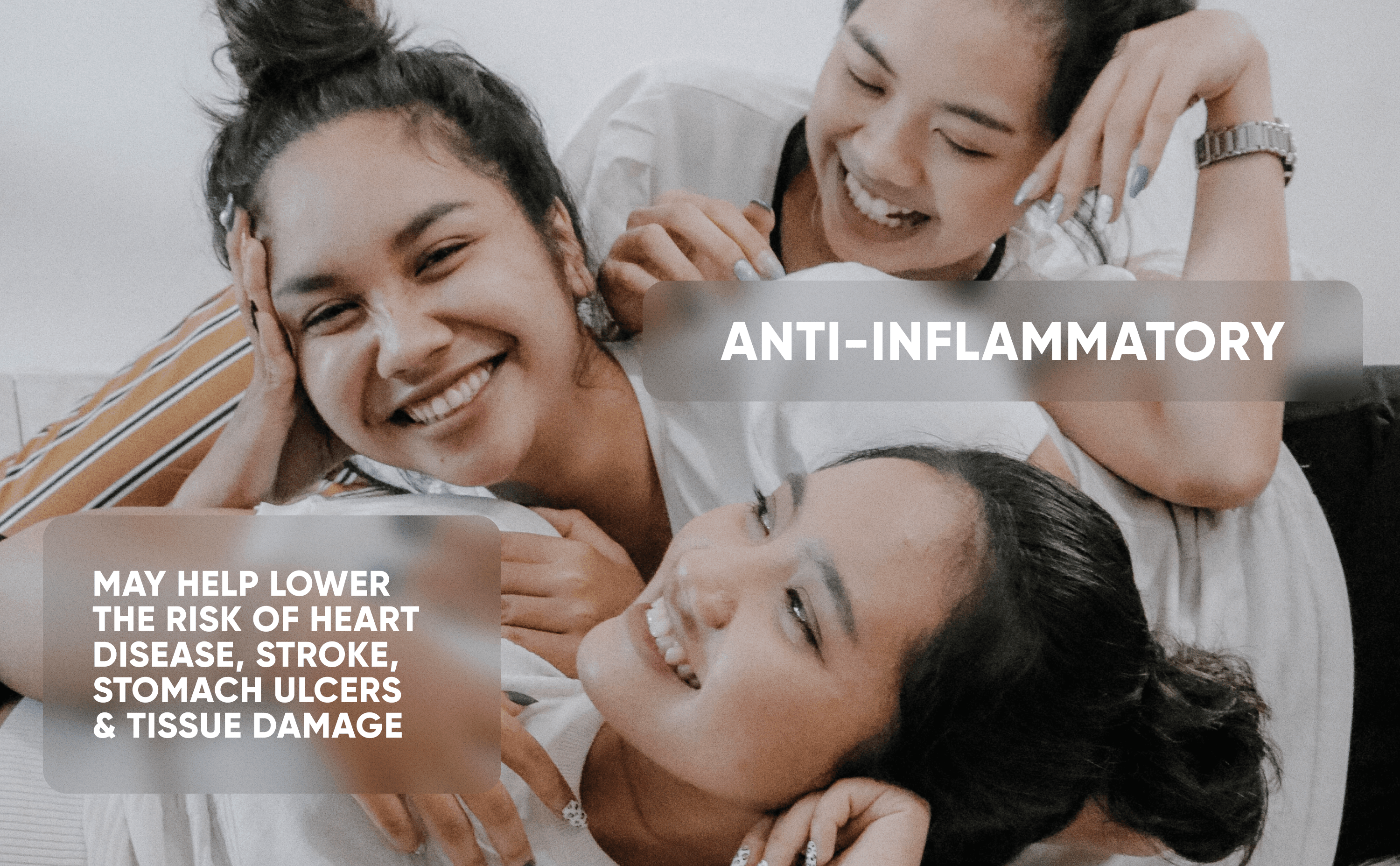 Lion's Mane A+ picture: anti-inflammatory, two women laughing