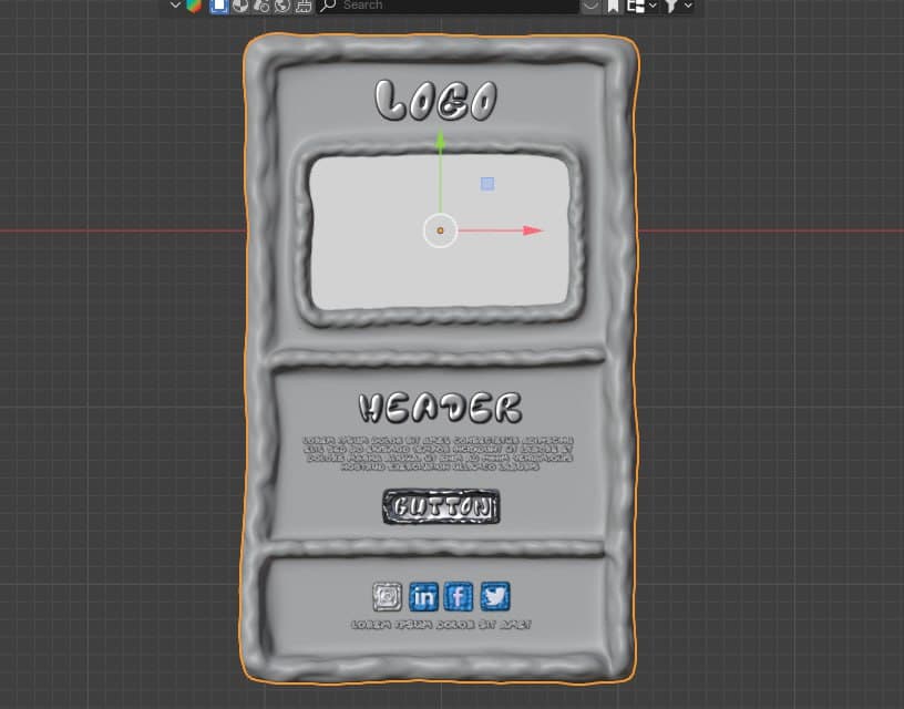 The email template's 3D model in Blender