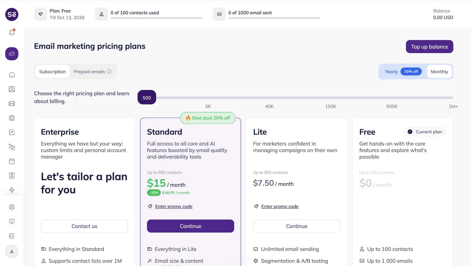 The pricing page in production